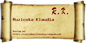 Ruzicska Klaudia névjegykártya